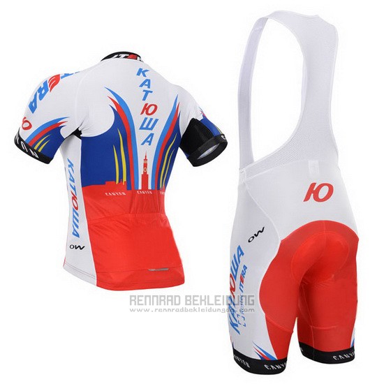 2015 Fahrradbekleidung Katusha Wei und Rot Trikot Kurzarm und Tragerhose - zum Schließen ins Bild klicken